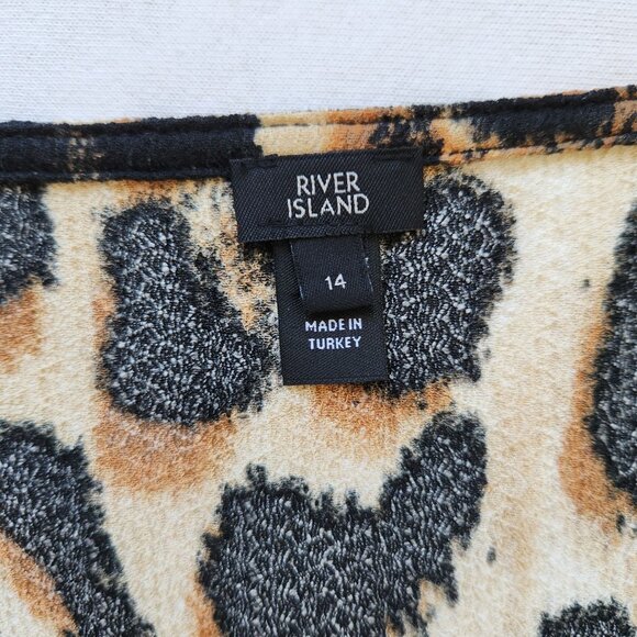 River Island Leopard Print V-Neck Long Sleeve Babydoll Dress Flowy Sexy Size 10 - Picture 5 of 7